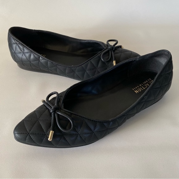 Kenneth Cole Reaction Quilted Black Ballet Flats 7.5 Pointed Toe Bow Women’s - Picture 8 of 12